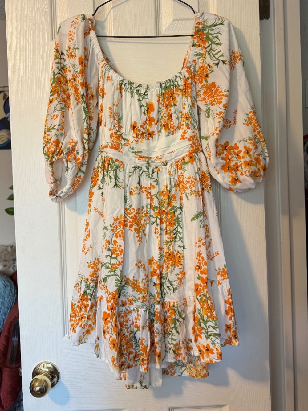 Selfie Leslie Mika & Gala orange flowy floral dress